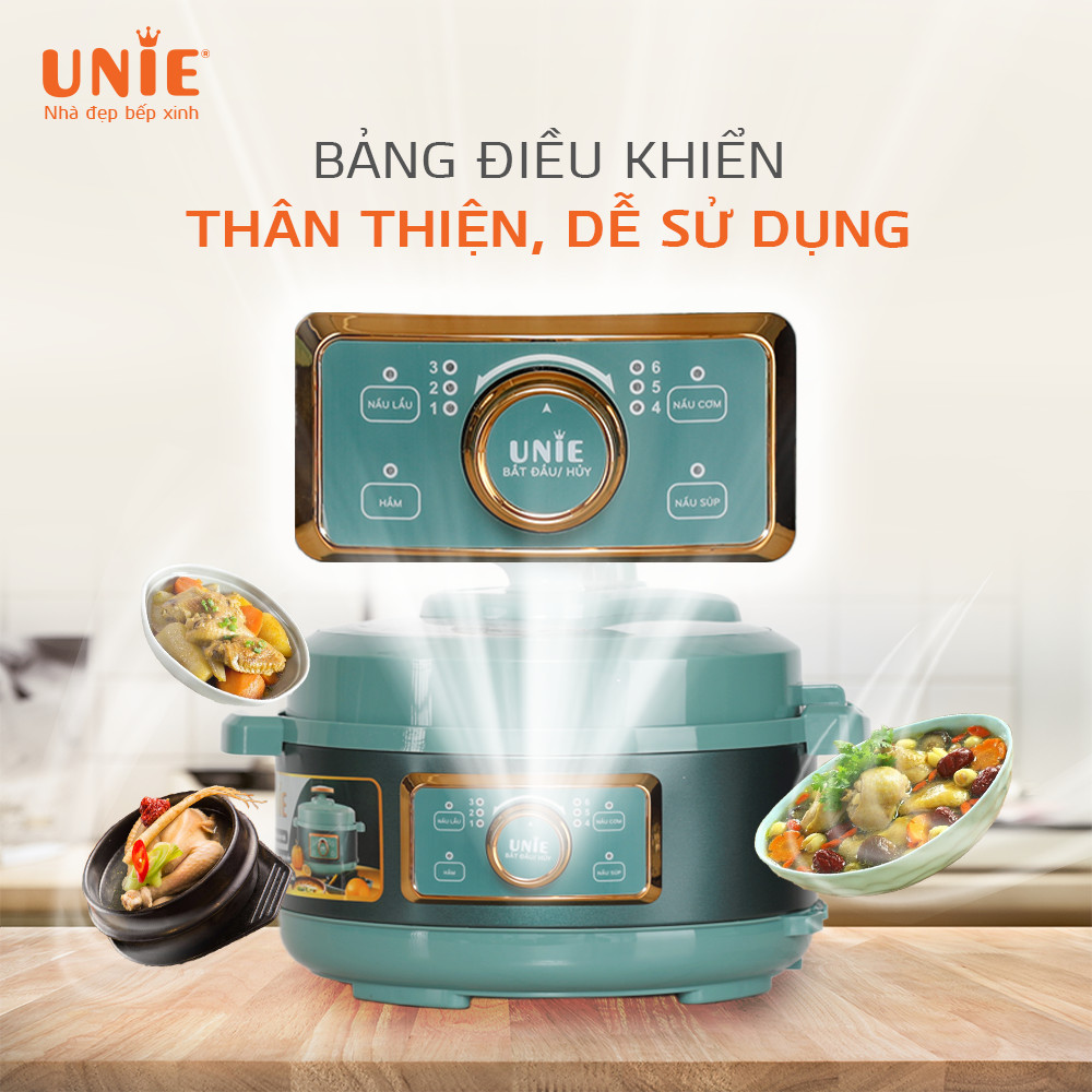 Nồi Áp Suất Điện  Đa Năng  Cao Cấp UNIE UPC5081Y Tiêu Chuẩn Đức Thiết Kế Sang Trọng Tích Hợp 7 Chức Năng Nấu Công Suất 900 W - Hàng Chính Hãng