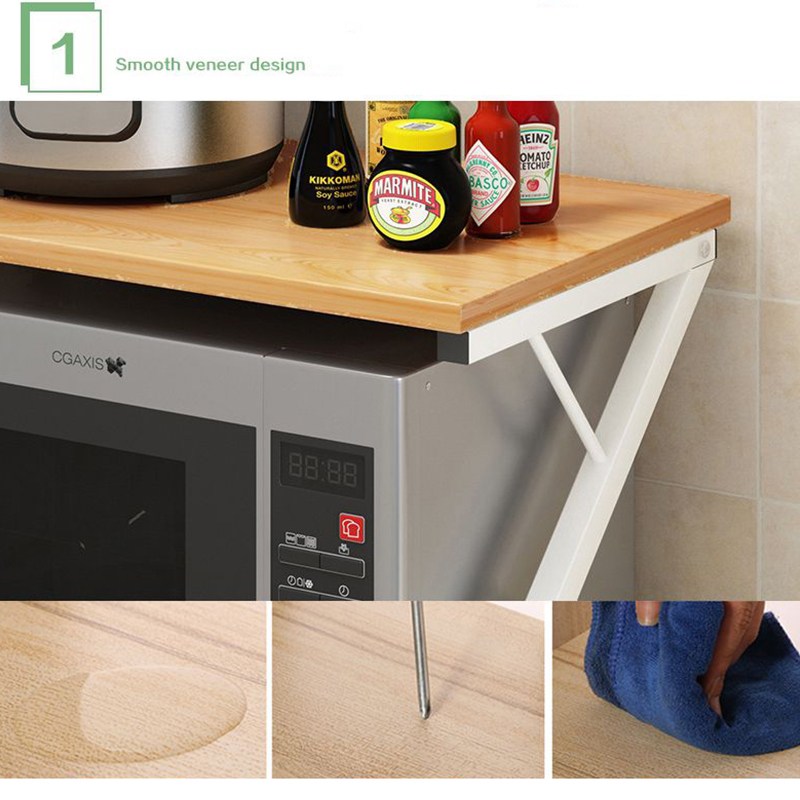 Kệ Để Lò Vi Sóng Mặt Gỗ Khung Thép Sơn Tĩnh Điện