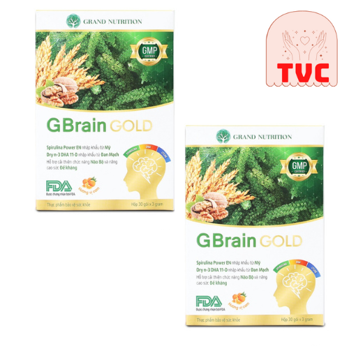 Combo 2 Hộp Cốm G-BAIN GOLD, Hỗ Trợ Bổ Não Gấp 3 Lần G-Brain, Tăng Hấp Thu Vị Cam Thơm Ngon Dễ Uống