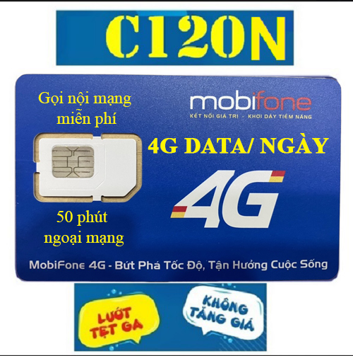 Sim 4G Mobifone C120 - Khuyến Mại 60GB/Tháng - Nghe Gọi Nội Mạng Miễn Phí + 50 Phút Gọi Liên Mạng - Hàng Chính Hãng -Mẫu ngẫu nhiên