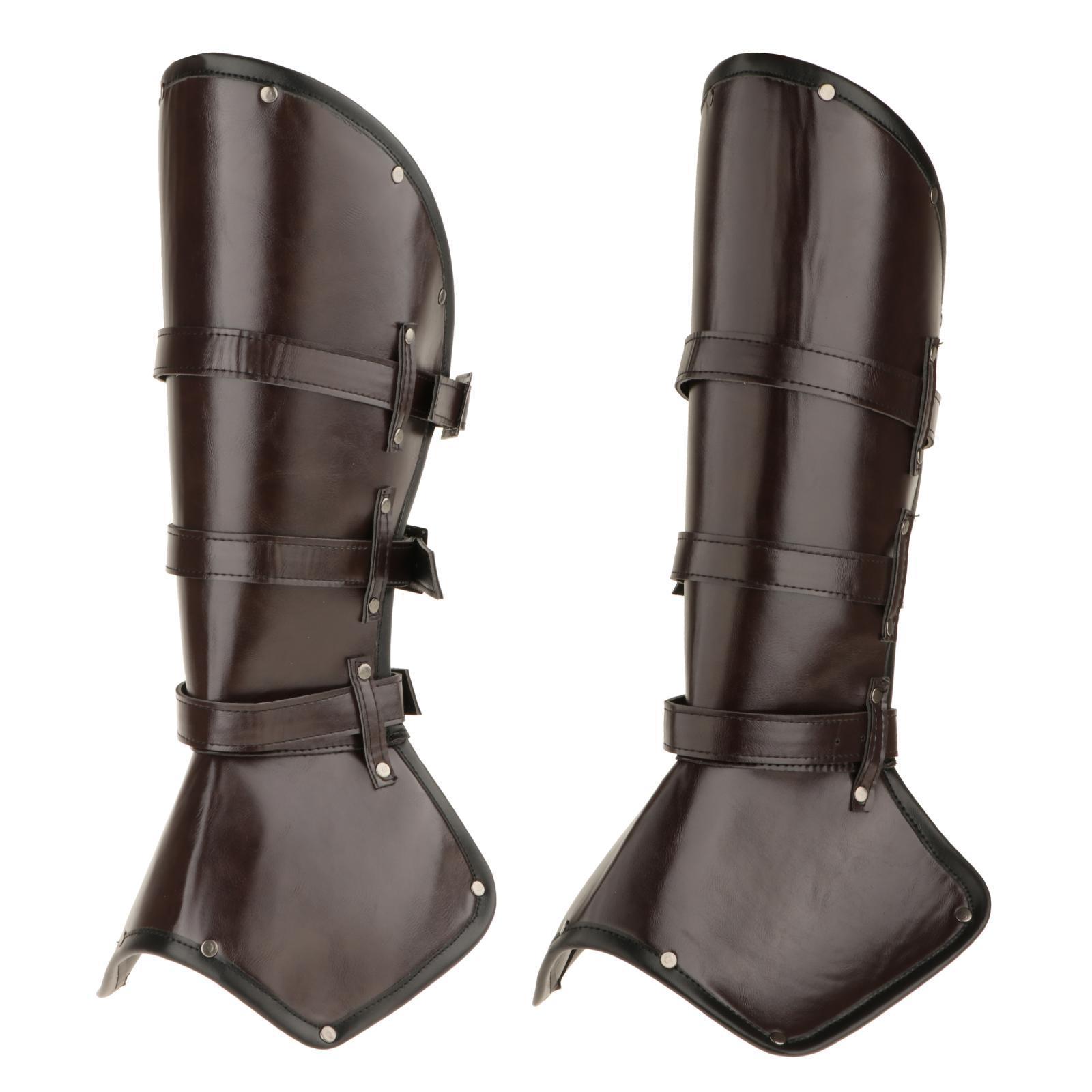 Leg Guard Cosplay Costume Shoes Cover Party Medieval PU Leather Leg