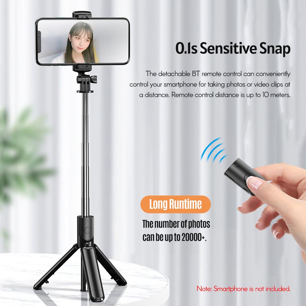 Gậy chụp ảnh tự sướng có thể mở rộng mini 5 phần được tích hợp với giá ba chân để bàn với điều khiển từ xa BT Tương thích với Huawei