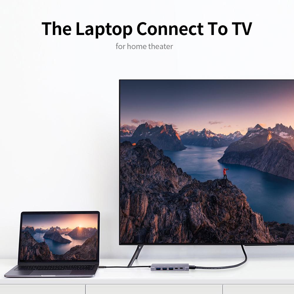 9 trong 1 Đa chức năng Type-C đến 4K HD Hub PD Sạc / Truyền dữ liệu / USB3.0 / Thẻ SD TF / Âm thanh HD / 3,5mm