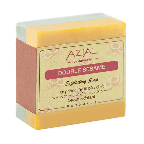 Xà phòng tắm thiên nhiên AZIAL Double Sesame Exfoliating Soap, xà bông cục handmade tẩy tế bào chết, dưỡng ẩm, giúp da sáng mịn, hương thơm Bạc Hà sảng khoái