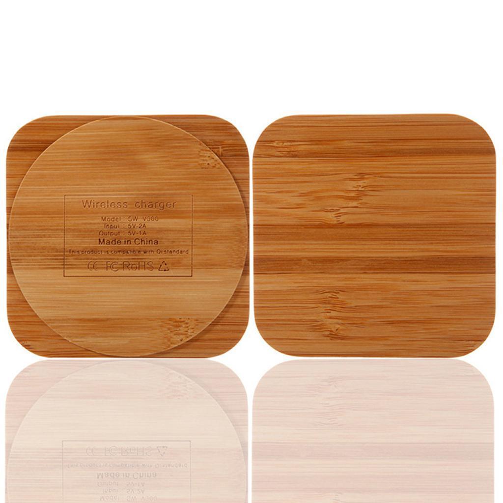 Portable Qi Wireless Charger Bamboo Wood Mat Pad for 8/8 Plus S7 S8