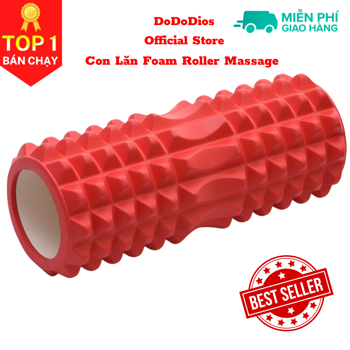 Con lăn Yoga Massage Foarm Roller, ống trụ lăn xốp thể thao giãn cơ có gai roam rollet cao cấp, ống lăn giãn cơ - Chính hãng DoDoDios