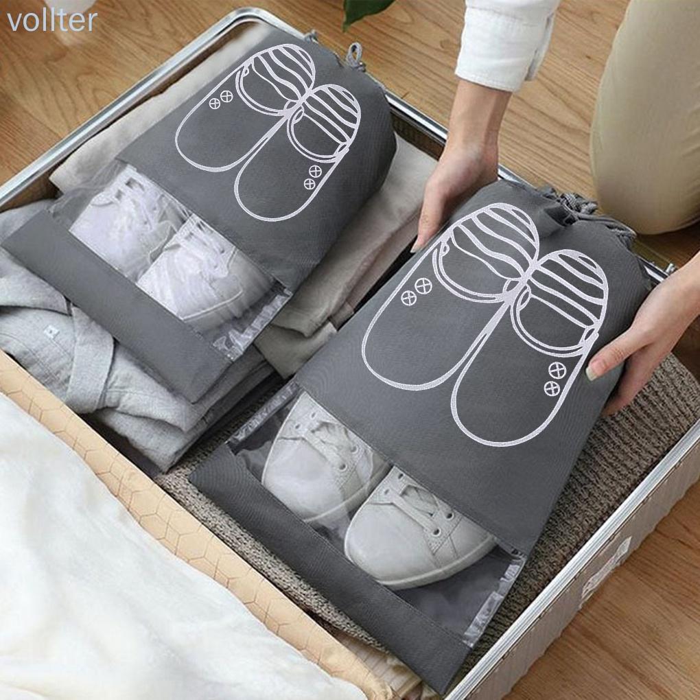 Shoes Bag Dust-proof Portable Shoes Organizer Non-woven Fabric Waterproof Travel Clothes Holder, L