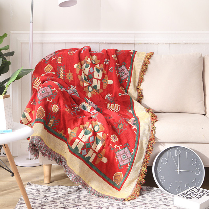 Khăn phủ Sofa, Thảm thổ cẩm vintage trang trí, Thảm phòng khách kích thước 1m8x2m3