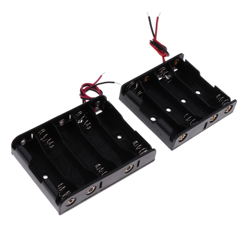 10x Plastic Battery Holder Box Storage Case Set with Wire for AA Battery