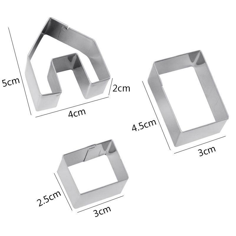 Bộ 3 Khuôn Cắt Bánh Quy Được Làm Từ Thép Không Gỉ Hình Ngôi Nhà