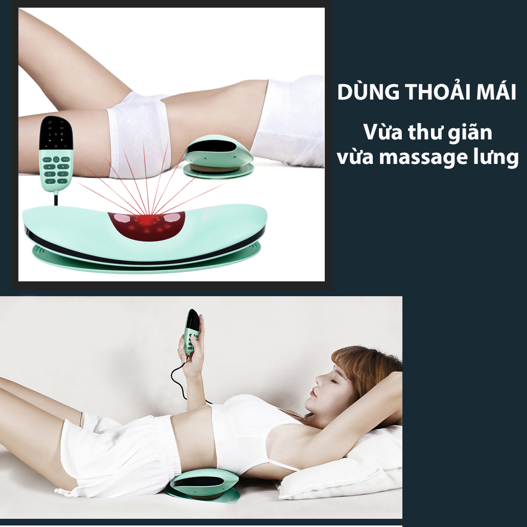 Máy massage lưng thông minh Lumbar Massager - Máy massage cột sống thắt lưng sạc pin chườm nóng, giảm đau lưng