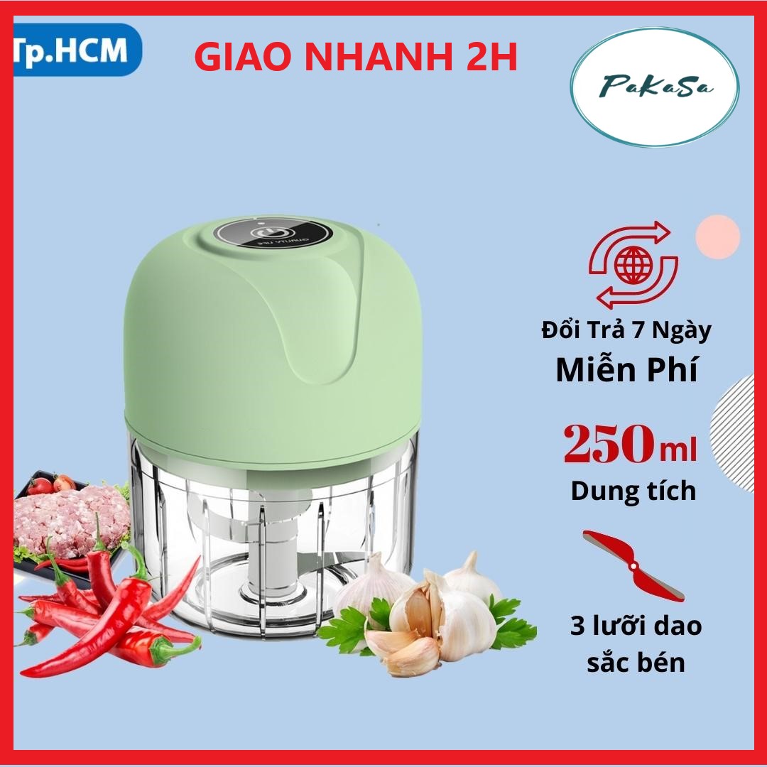 Máy Xay Tỏi Ớt Cầm Tay Sạc Điện 250ml 50w Mẫu Mới - PaKaSa - Hàng Chính Hãng