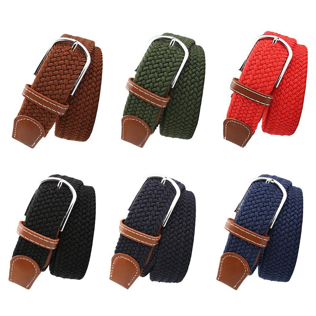 Men Women Casual Woven Canvas Belt Webbing Belt Travel Waistband Red