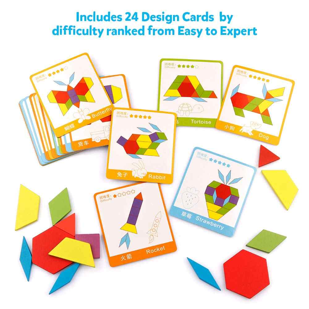 Bộ ghép hình Pattern Block chất liệu gỗ 155 chi tiết- Đồ chơi giáo dục an toàn cho bé từ 3 tuổi phát triển trí tuệ, tư duy sáng tạo