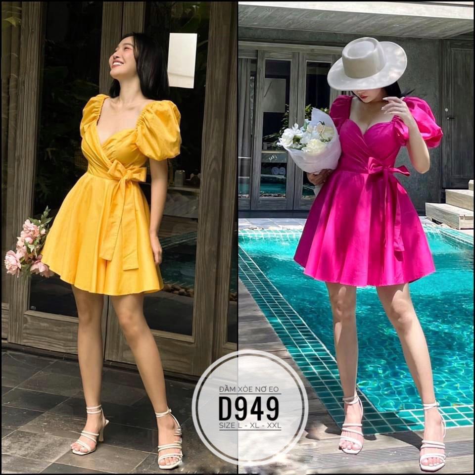 ĐẦM NƠ XANH LÁ BIGSIZE DÁNG XÒE ĐI TIỆC/ĐI BIỂN