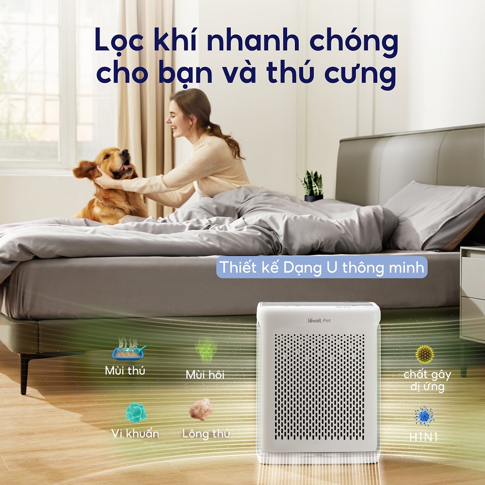 Máy Lọc Không Khí Levoit Vital 100S 52m2 | Khử Mùi Diệt Khuẩn | Hút Lông Thú Cưng Cực Mạnh | Hàng Chính Hãng