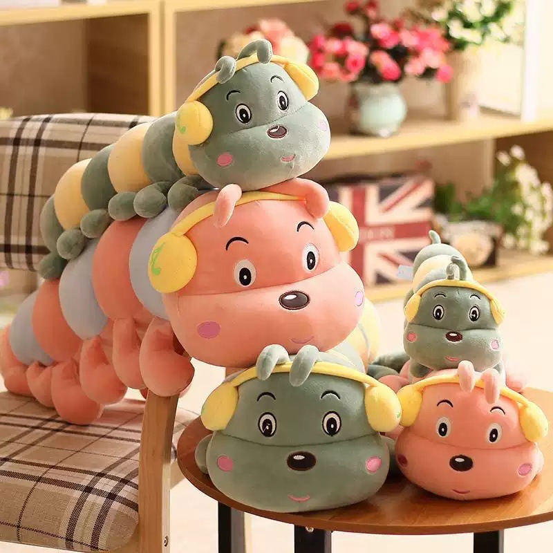 Thú bông con sâu đeo tai nghe headphone dễ thương siêu mềm mịn (70cm) Gối ôm con sâu đeo tai nghe đáng yêu cute