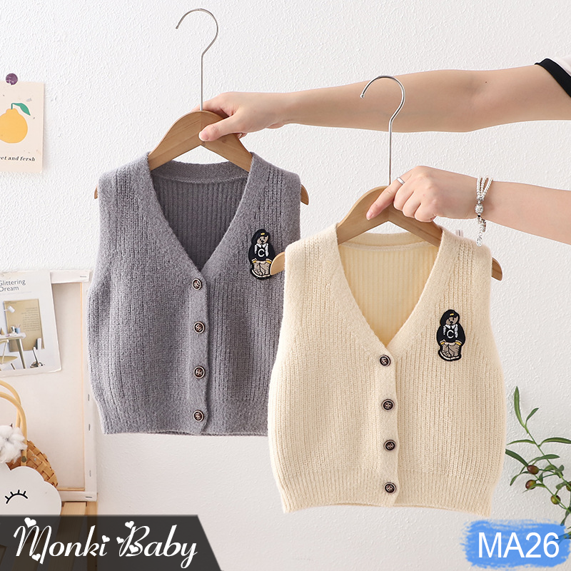 Áo len cardigan gile cổ V cho bé trai bé gái, mẫu cao cấp Quảng Châu chuẩn xịn, chất len dày dặn, mềm mại, dai chắc, phong cách thời trang | MA26