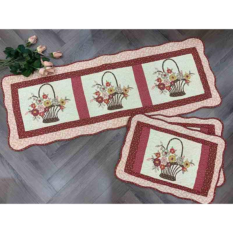 Thảm set 3 - giỏ hoa - T3N459