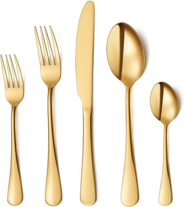 Bộ Set Dao Muỗng Nĩa Cao Cấp FLATWARE LUXURY GOLDEN (20PCS BOX) - Home and Garden