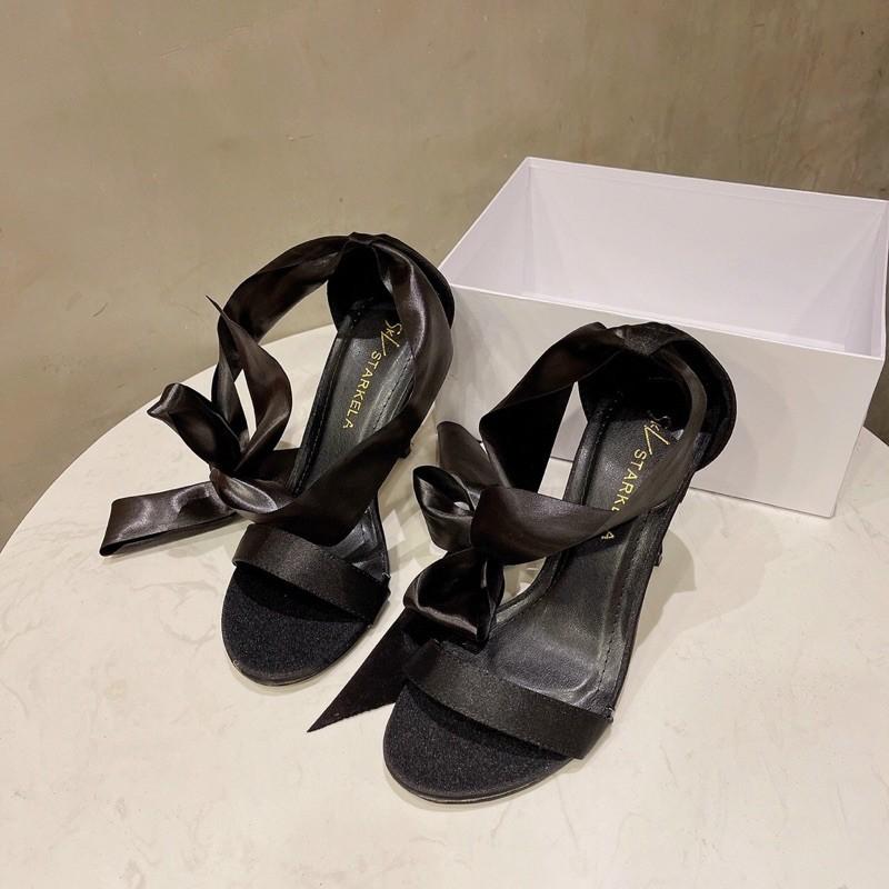 GIÀY SANDAL QUẤN CỔ CHÂN NƠ LỤA SANG CHẢNH