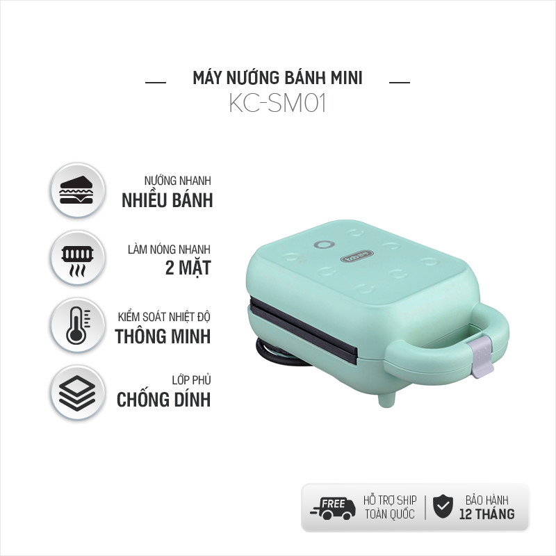 Máy Nướng Bánh Mì Sandwich KC-SM01 Chống Dính Đa Năng, Công Suất 550W -  Hàng Chính Hãng