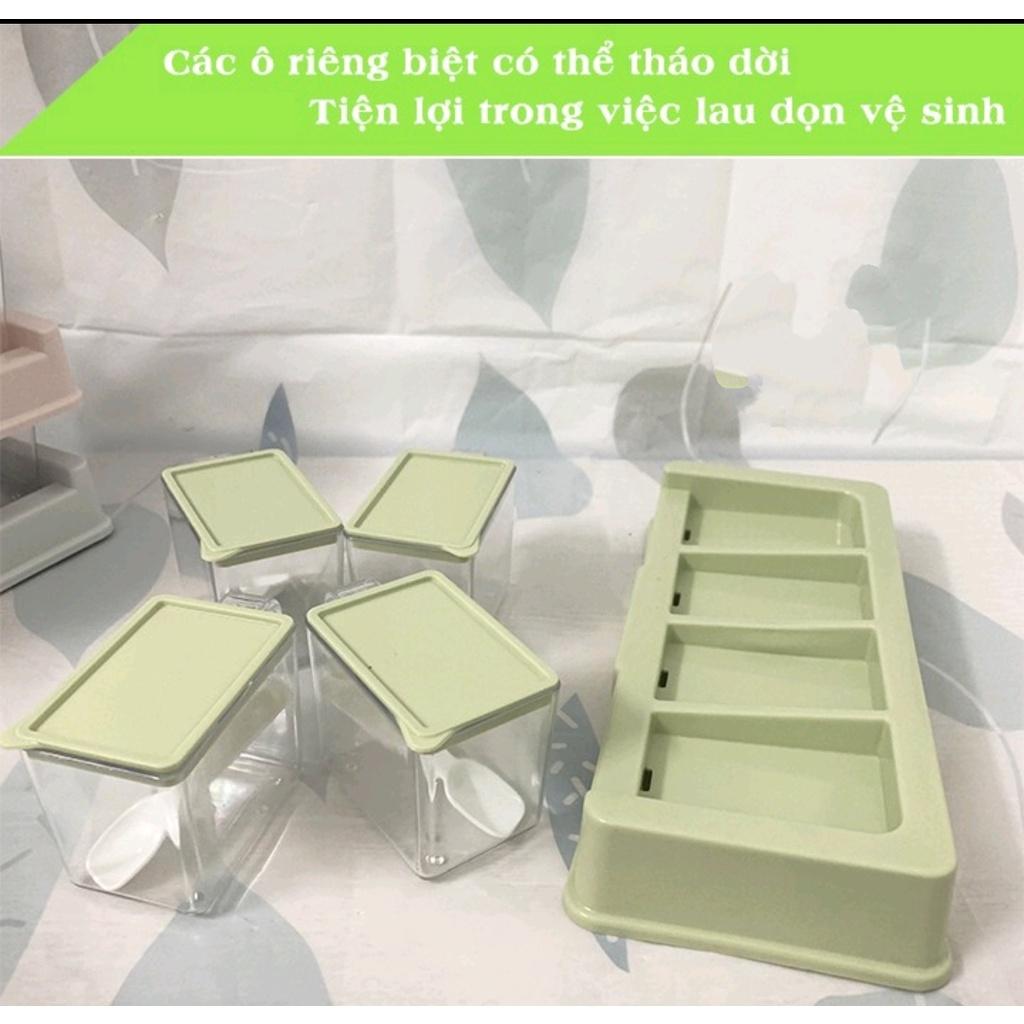 Bộ 4 lọ đựng gia vị có thìa -Hũ đựng gia vị có nắp đậy tiện dụng bền đẹp có nắp đậy tiện dụng