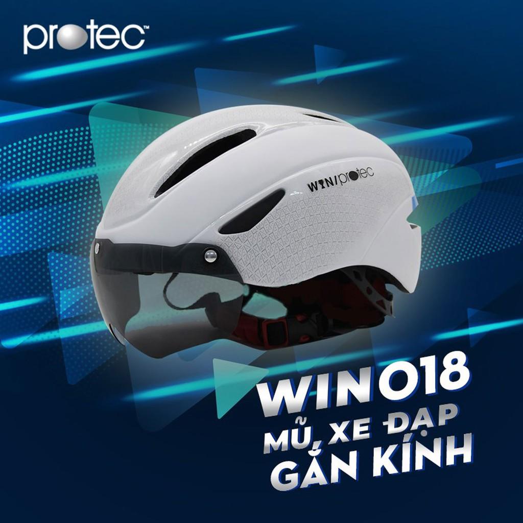 Nón bảo hiểm xe đạp có kính Protec Win 018, nón bảo hiểm chơi thể thao ngoài trời tiêu chuẩn châu âu, kính mát, chống tia UV