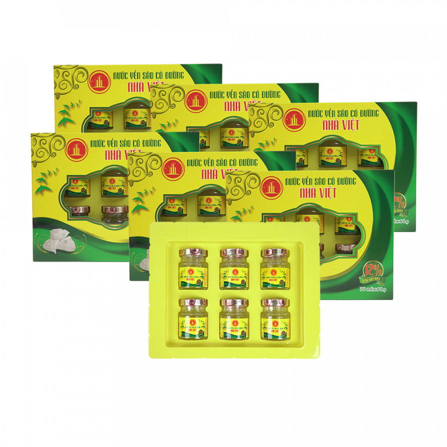 COMBO 7 hộp nước yến sào đường phèn Nhà Việt tặng thêm 6 lon nước yến