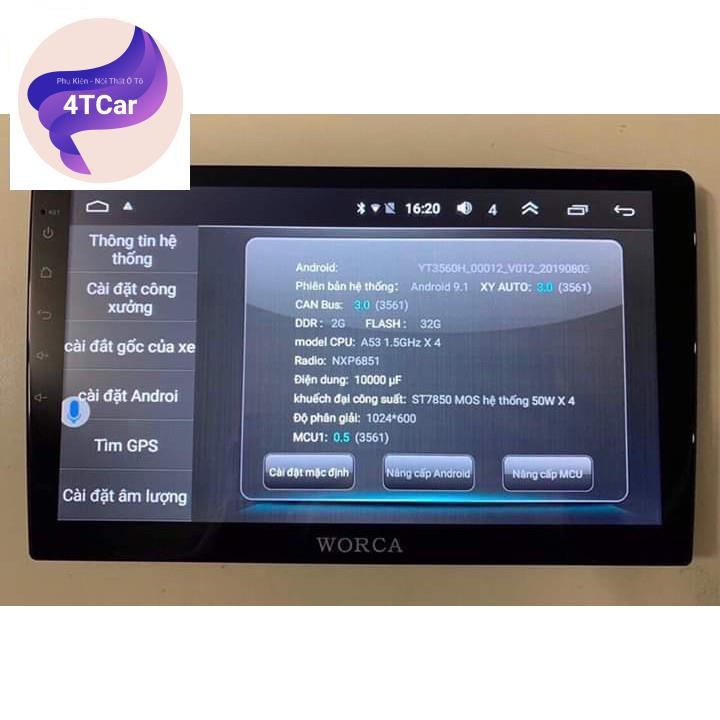 Màn hình Android  xe VIOS 19 AT Worca 4G/wifi   - IPS - DPS - Ram 2GB - Rom32 GB cài sẵn Navitel - Có ra lệnh giọng nói