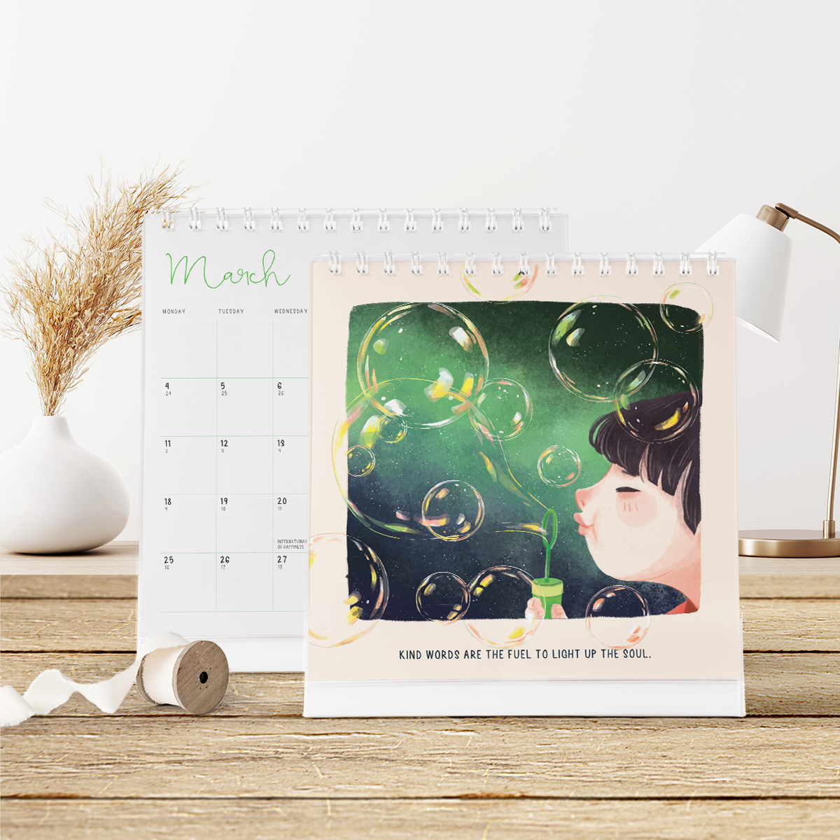 Lịch bàn 2024 SDstationery From Yourself with Love, cảm hứng phát triển bản thân, tiếng Anh, minh họa đẹp 20x24x7,5