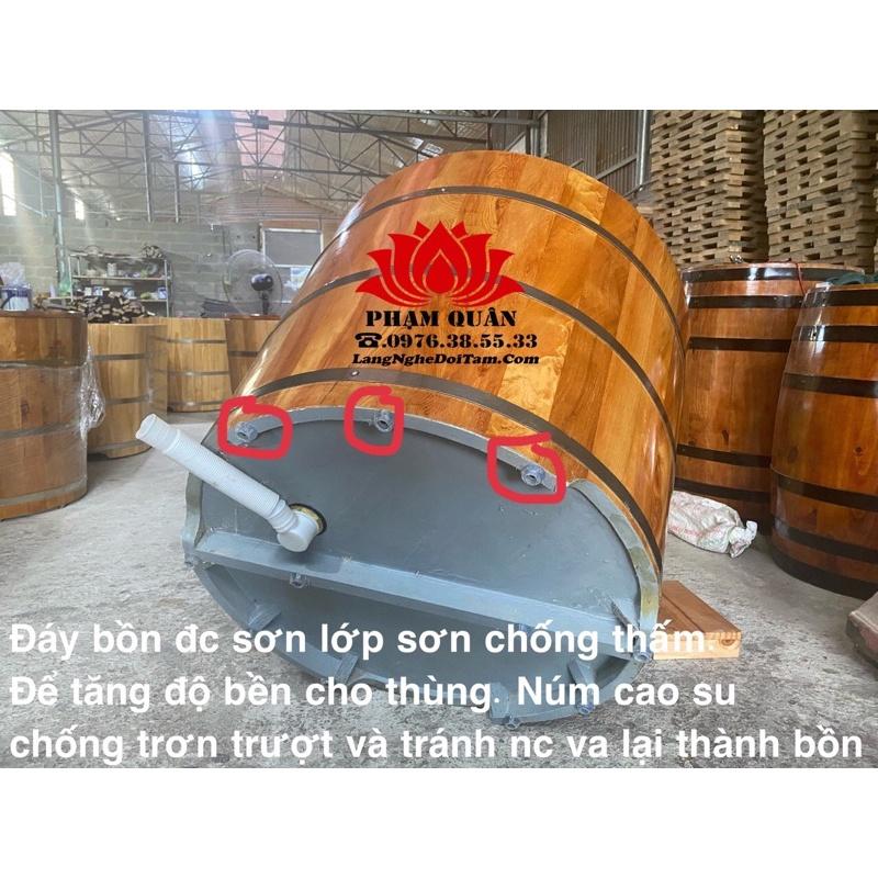 bồn tắm tròn gỗ pomu kèm máy xông 4l