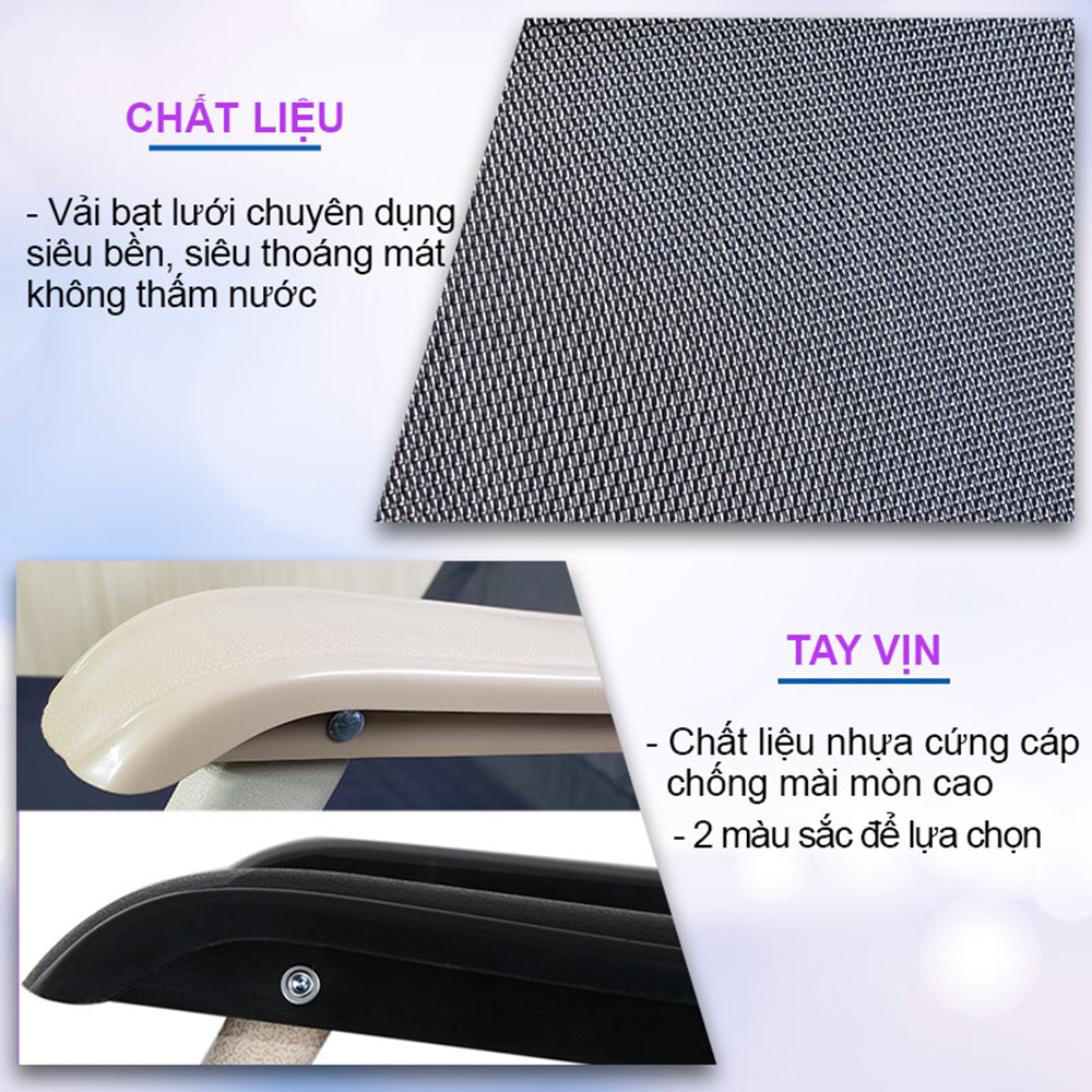 [HOT] Ghế xếp thành giường, Vải lưới thoáng khí, Khung kim loại sơn tĩnh điện bền bỉ - Chính hãng NIKITA