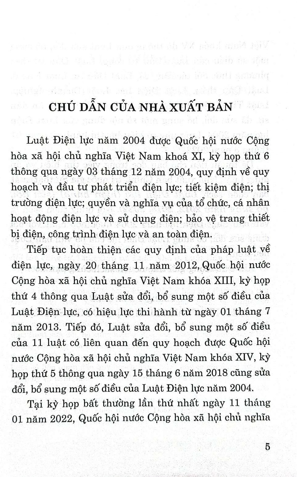 Luật điện lực (hiện hành) (sửa đổi, bổ sung năm 2012, 2018, 2022)