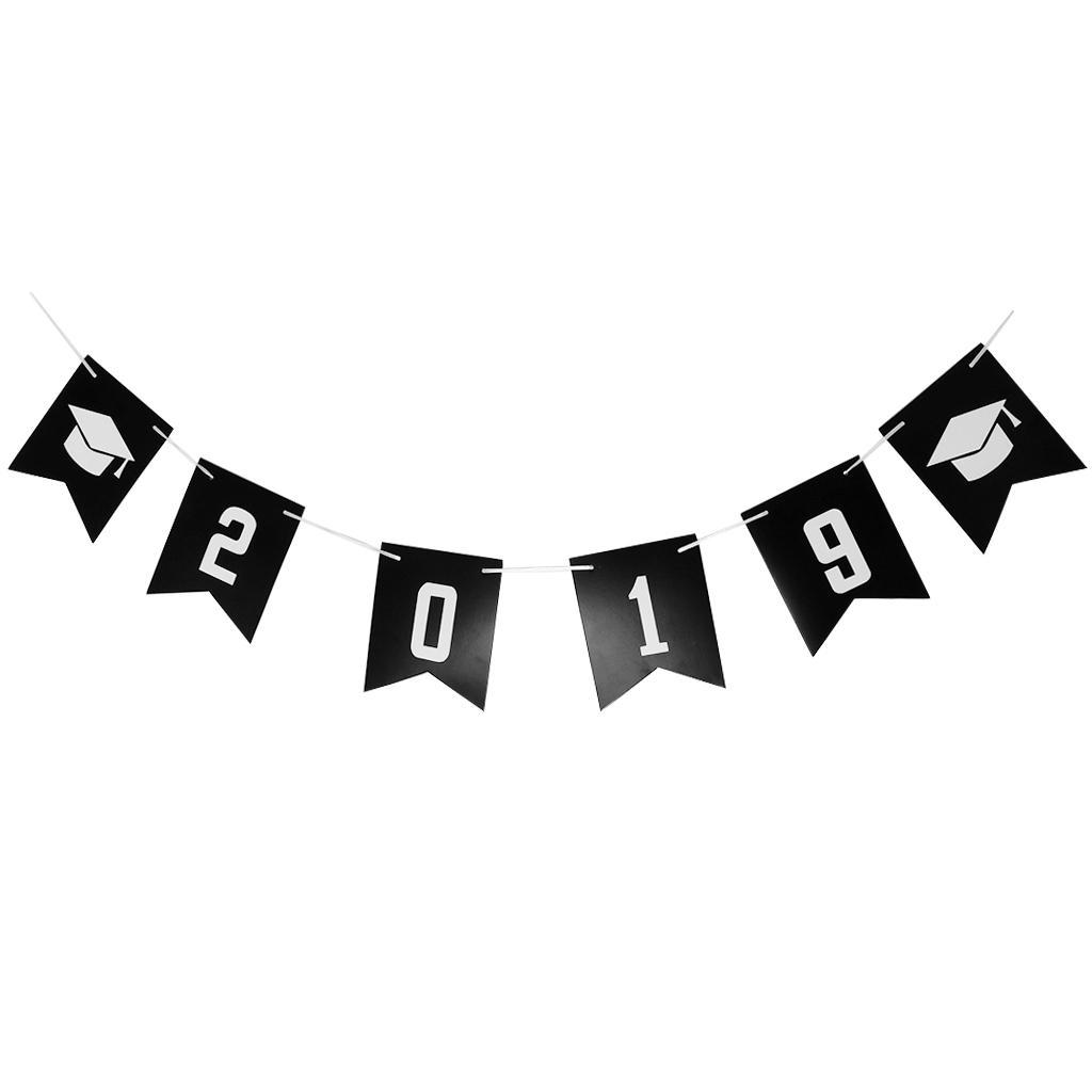Paper Bunting Banner 2019 Congrats Grad Sign Graduation Party Hanging Garland