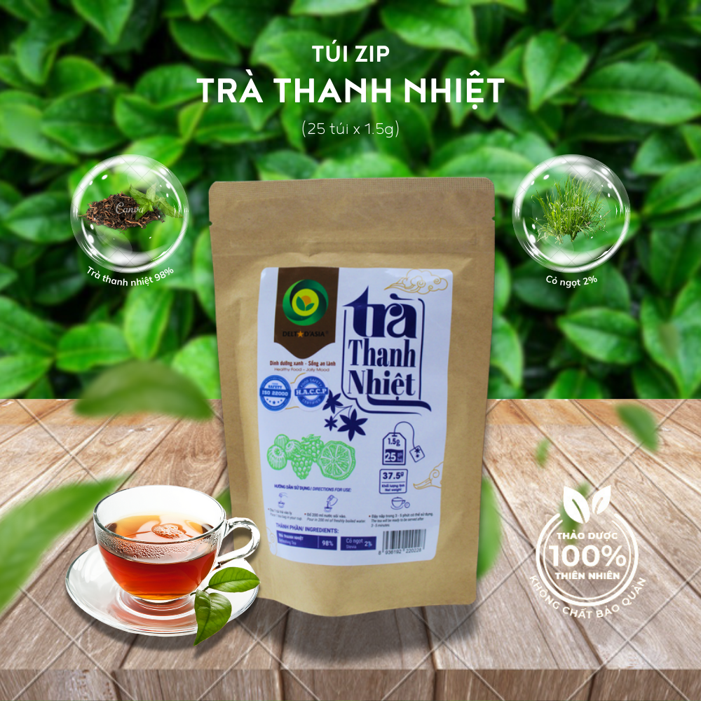 TRÀ THANH NHIỆT - Delta D'Asia Giải độc, mát gan, thanh lọc cơ thể (25 - 50 túi x 1,5 g)