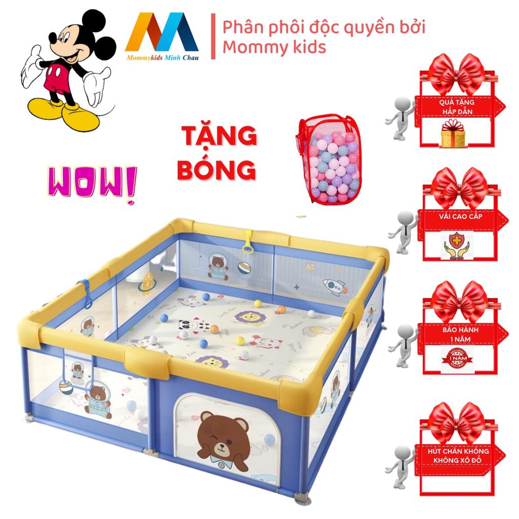 Quây Cũi VẢI MOMMYKIDS MINH CHÂU CHQuây cũi nhà Bóng Cho bé 1m5.1m5; 1m3.1m3 tặng kèm tay vịn 30 bóng nhựa 7cm