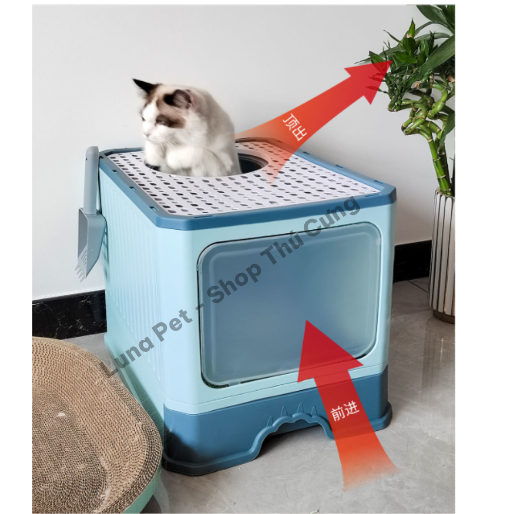 Nhà vệ sinh cho mèo có cửa cỡ lớn Luna Pet NV04 - Nhà vệ sinh mèo có nắp đậy chồng văng