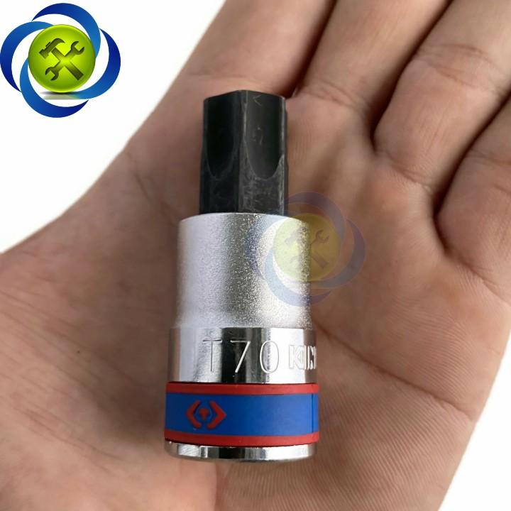Đầu tuýp sao T70 1/2 Kingtony 402370 dài 60mm trắng đen