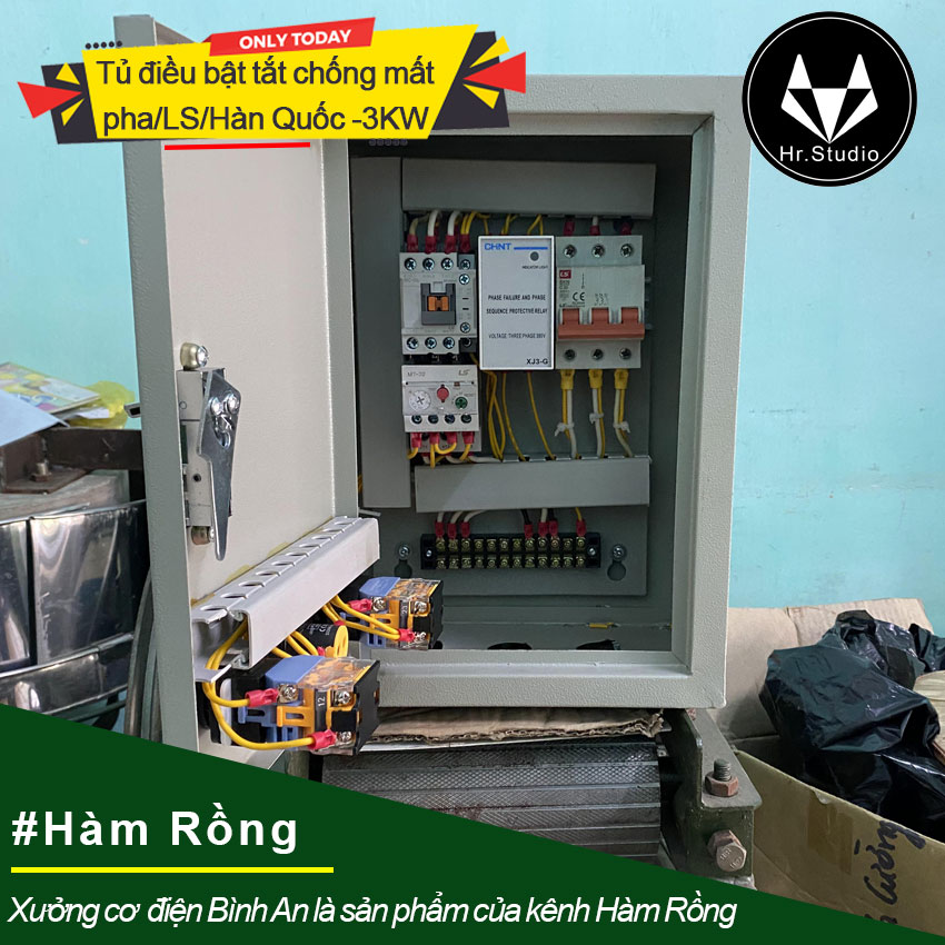 Tủ điều khiển 3KW chống đảo pha Full thiết bị LS Hàn Quốc có trạng bị chống mất pha quá dòng