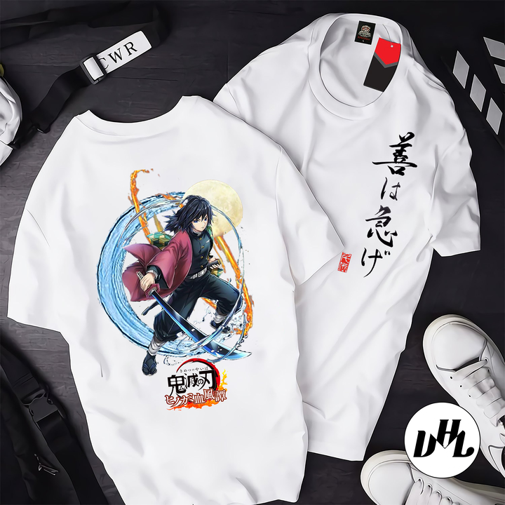 Áo thun trắng Anime, Manga thanh gươm diệt quỷ Tanjiro, Unisex Nam Nữ có Size áo từ 25-95kg