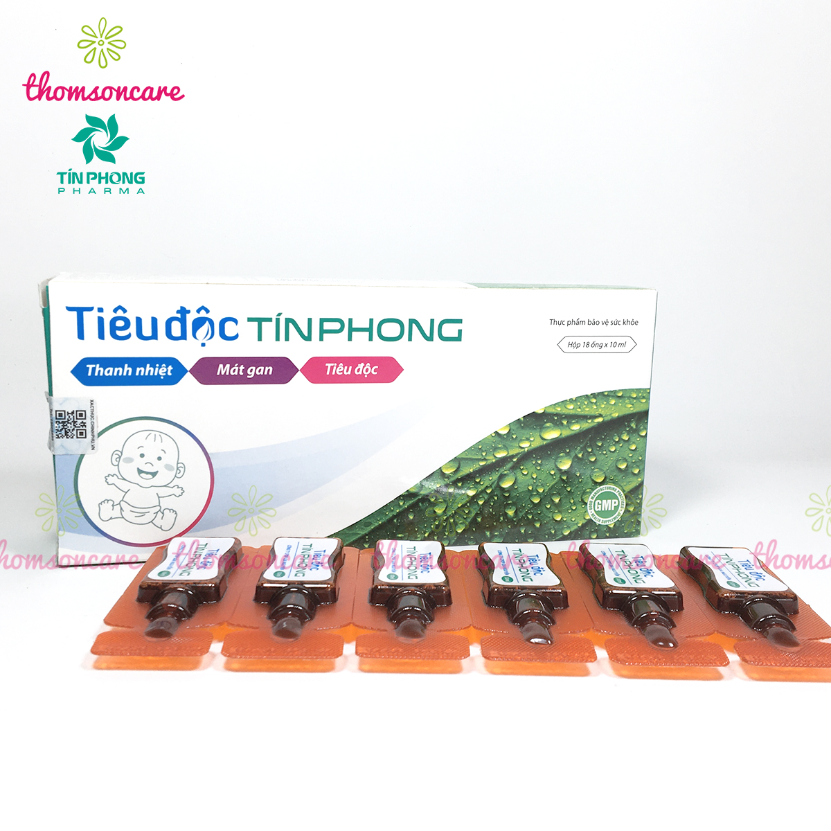 Siro Tiêu độc Tín Phong - Hộp 18 ống dễ uống cho trẻ - Hỗ trợ mát gan, thanh nhiệt, ngăn ngừa rôm sảy cho bé