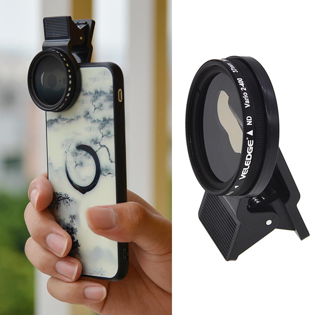 37mm Clip-on ND 2-400 Cellphone Camera Lens Filter Kit Adjustable Neutral Density Filter for iPhone