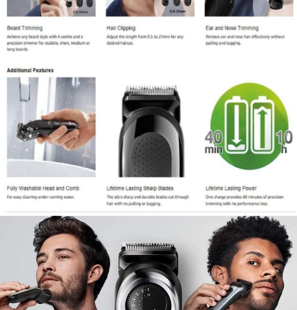 máy tông đơ, cắt tóc, cạo râu, máy cạo râu mini khô và ướt braun beard 4