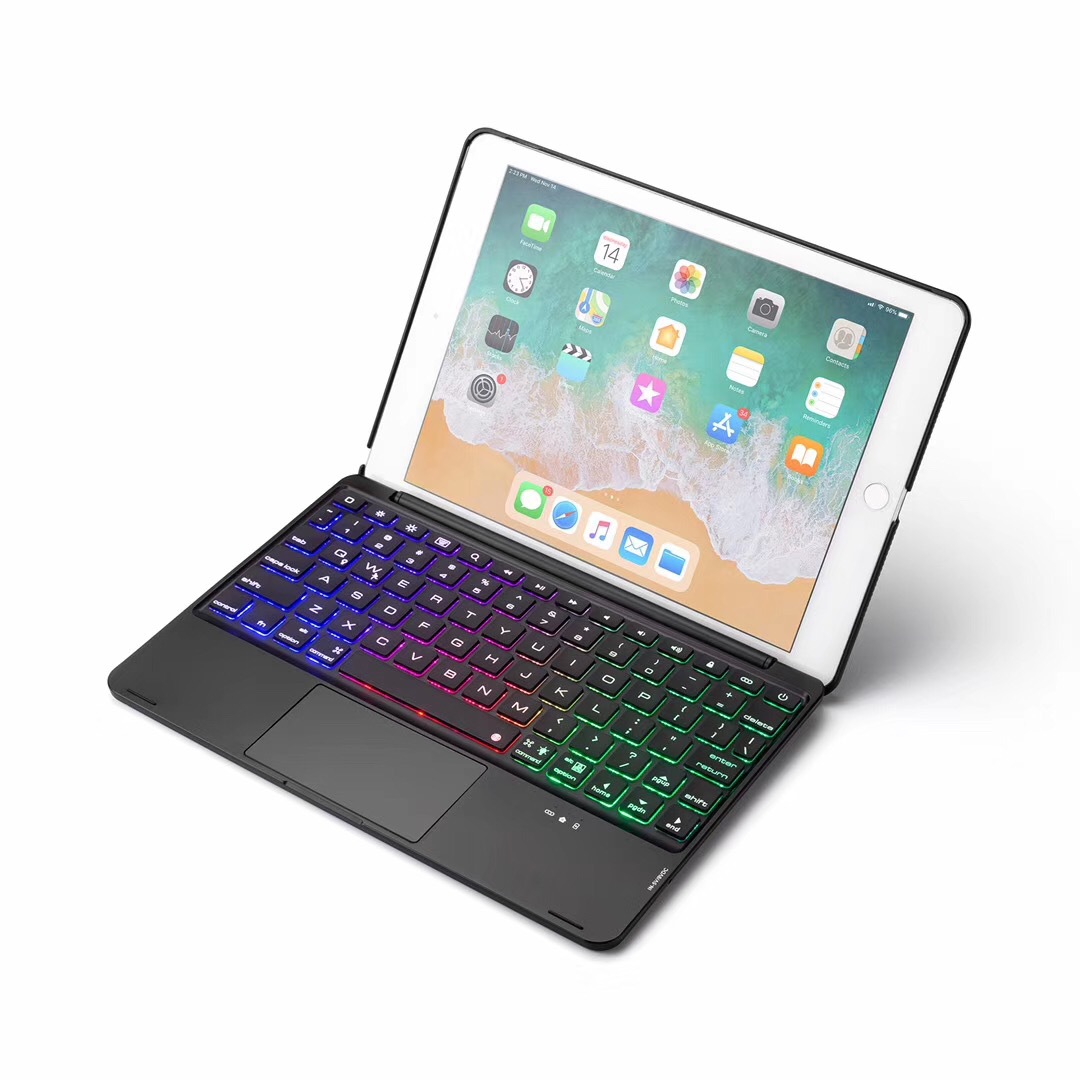 Bàn phím F8TS cho ipad màn hình 9.7 inch - 7 màu đèn cho bàn phím - Có touchpad tiện lợi - Hàng chính hãng