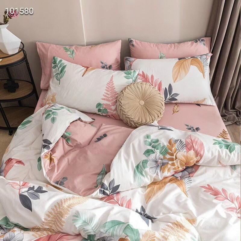 Bộ chăn ga gối Cotton Living M2T bedding chăn ga Hàn Quốc Hoa bằng lăng đủ size miễn phí bo chun