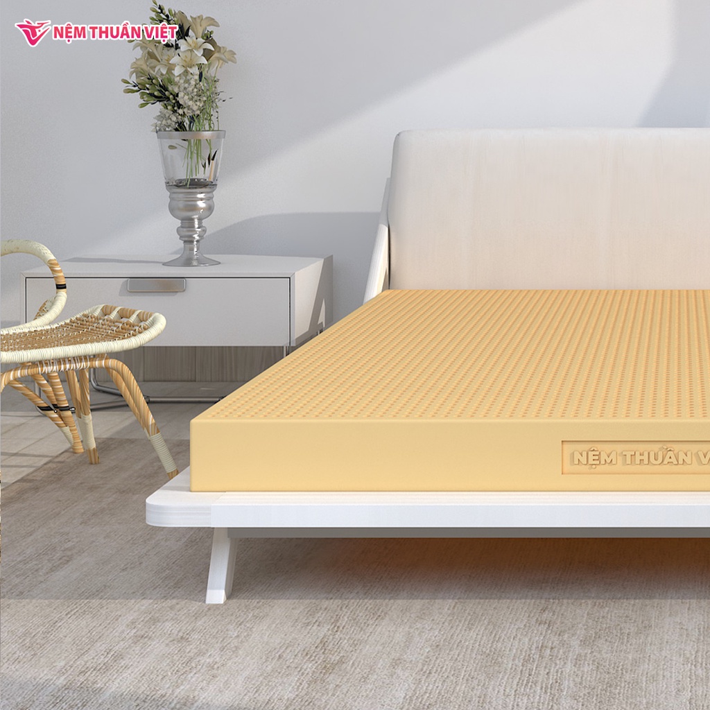 Nệm Cao Su Thuần Việt Deluxe 100% Cao Su Thiên Nhiên, Bền Bỉ, Thoáng Mát, Êm Ái