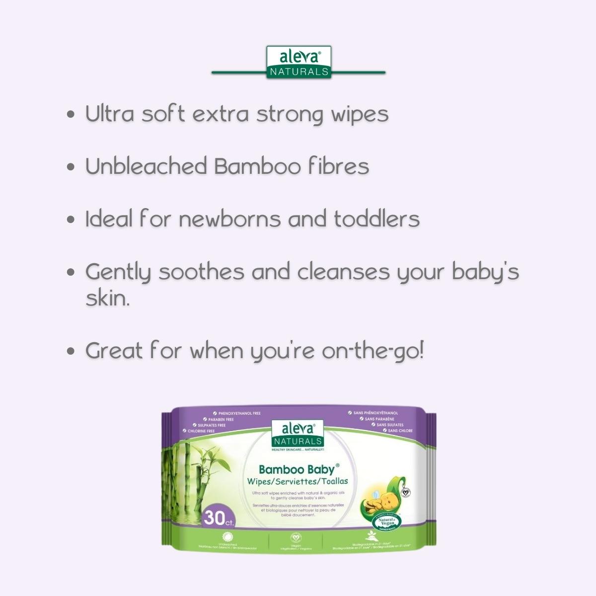 Khăn Giấy Ướt Bamboo Baby Wipes Aleva Naturals - 80 tờ