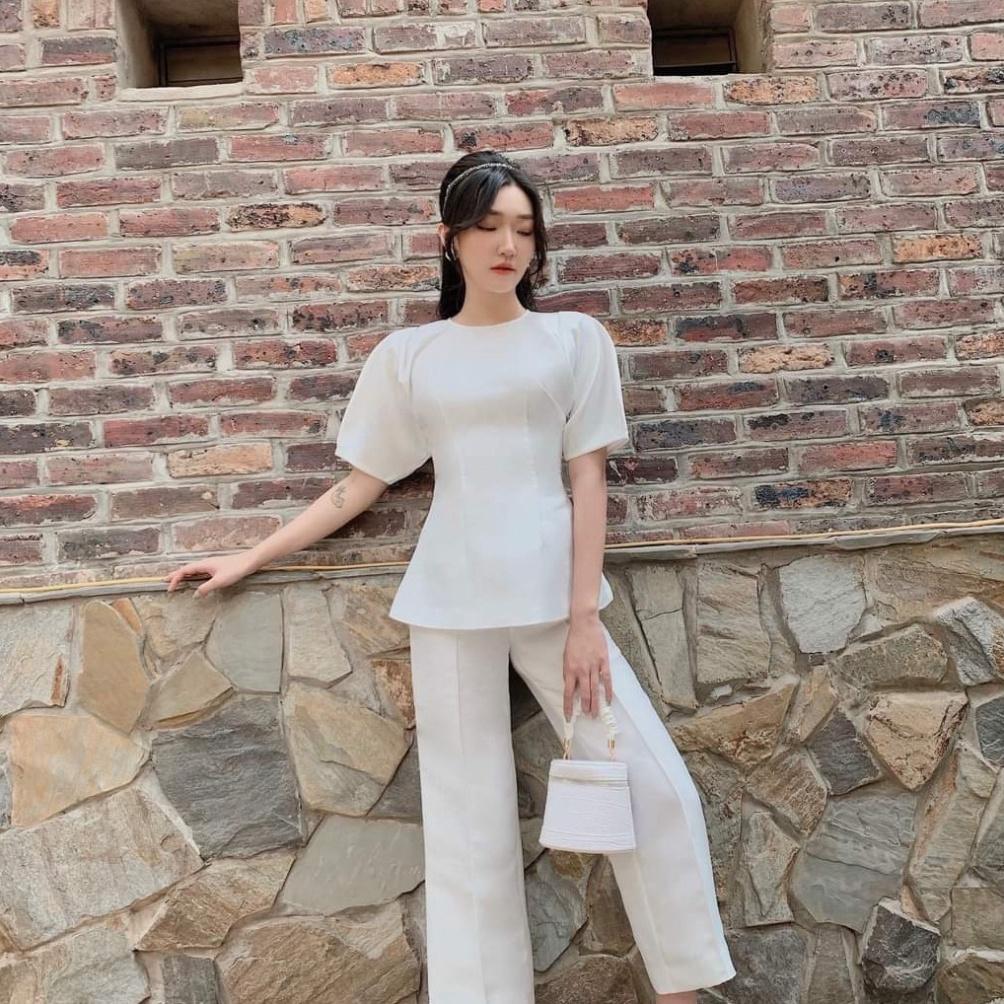 Áo trắng cổ tròn, tay ngắn, dáng xòe ivy.fashion đi biển dự tiệc dạo phố bigsize gợi cảm sexy
