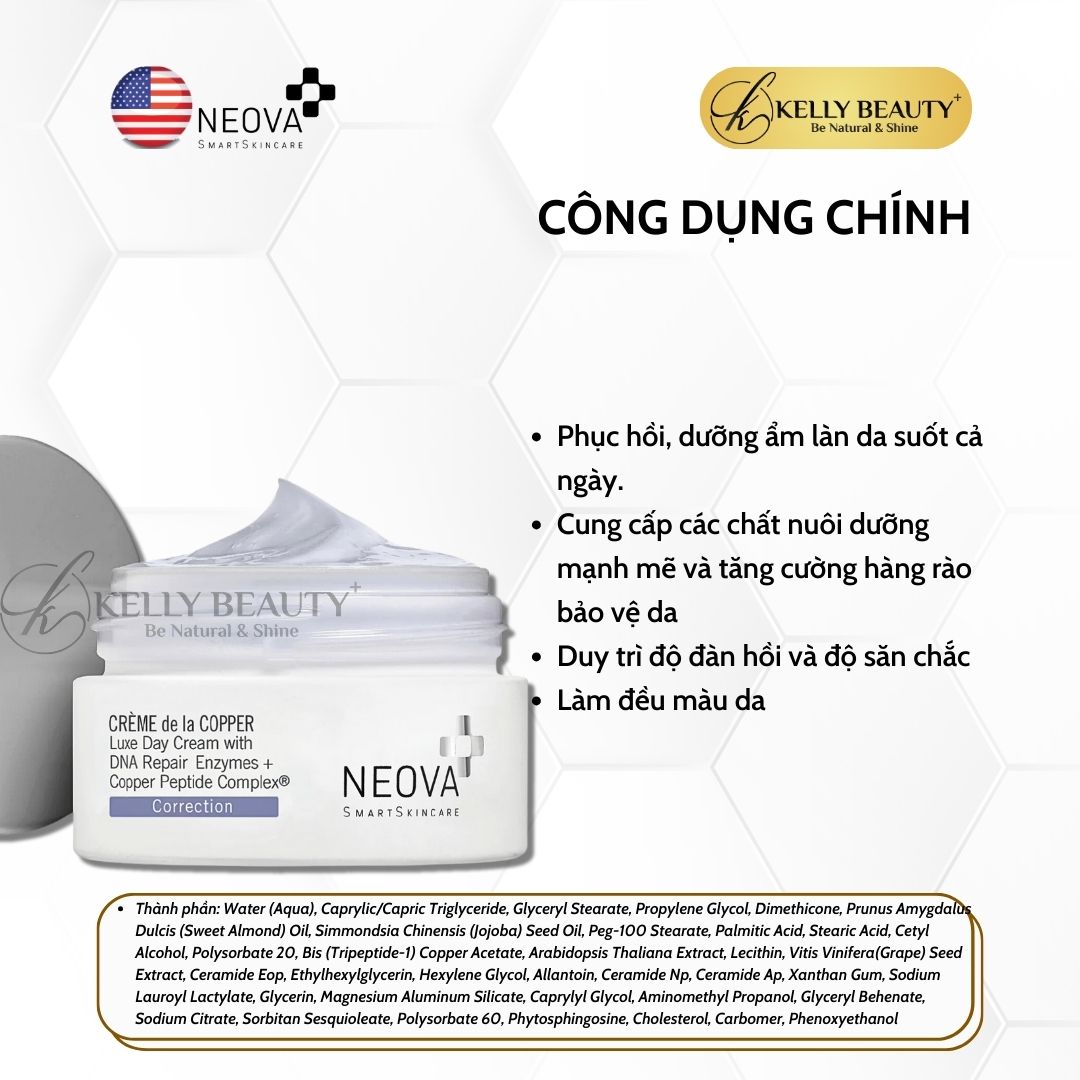 Kem Dưỡng Ban Ngày Phục Hồi Da NEOVA Crème de la Copper | Kelly Beauty